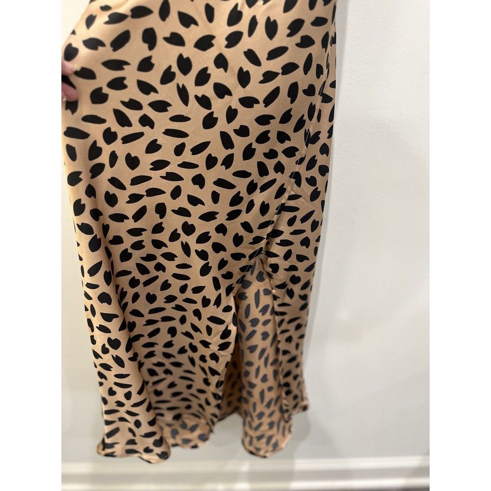 Hello Molly Beige Slip Midi Dress with Black Leaf Print - Picture 5 of 8